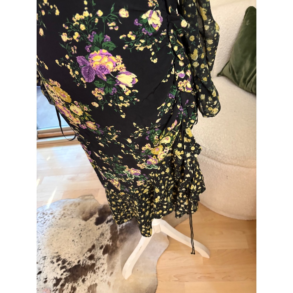 FOR LOVE & LEMONS Ross Midi Dress Floral Ruffle Open Back Size Small - Picture 4 of 12